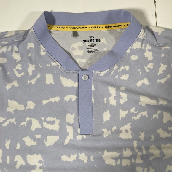 UNDER ARMOUR 2XL Blade Collar Curry Bomber Golf Polo 1383141 AOP Geometric - Picture 1 of 9